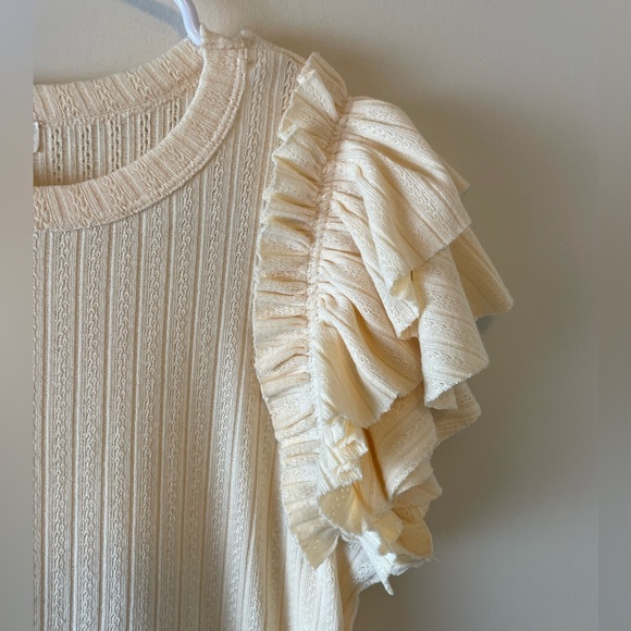 Blu Pepper Flutter Sleeve Top, Cream, XL, NWOT - Picture 2 of 4